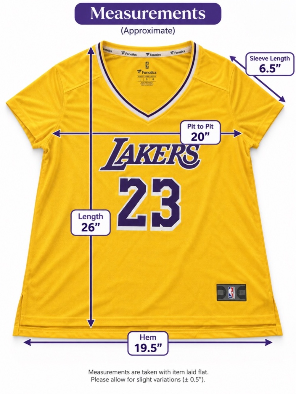 Lakers LeBron James #23 Fanatics Women's Gold V-Neck Tee Large - Picture 9 of 11